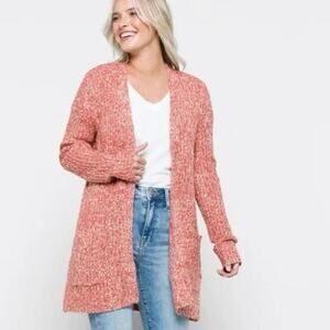 NWT Steve Madden Odetta Open Pocket Cardigan In Salmon Size Small